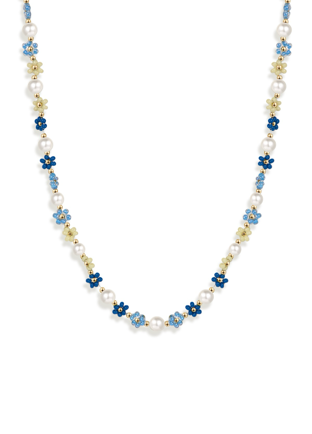 Coastal Girl Daisies Beaded Necklace