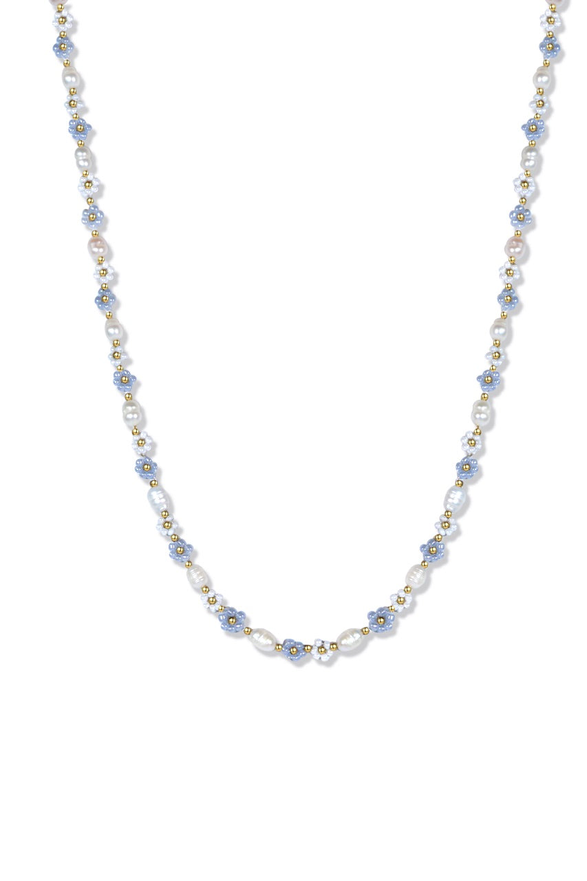 Bella Blue Daisies Beaded Necklace