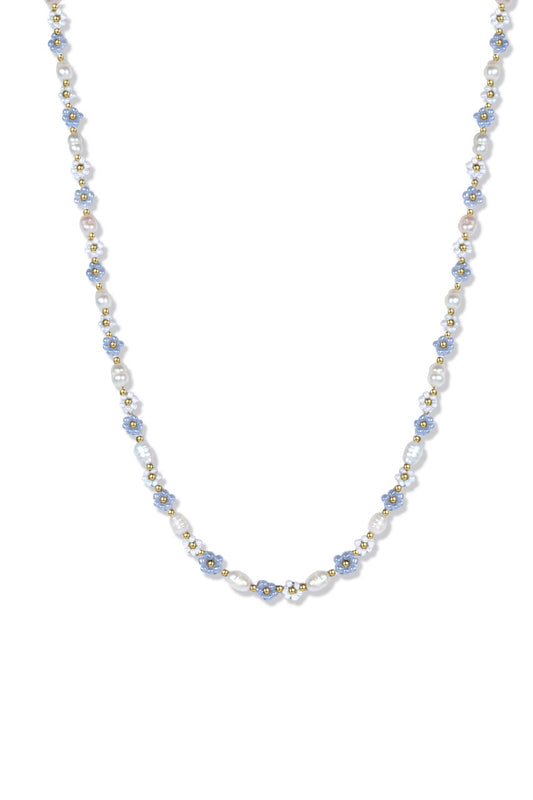 Bella Blue Daisies Beaded Necklace