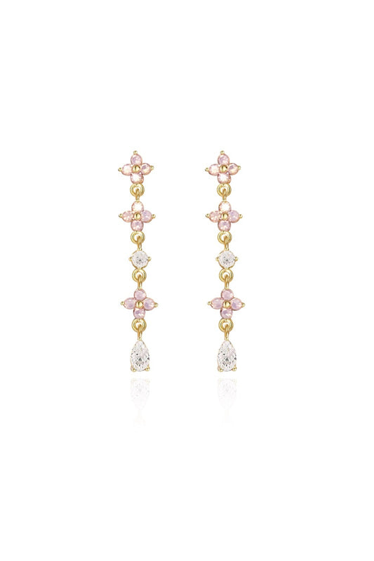 Pink Floral whispers teardrop earring