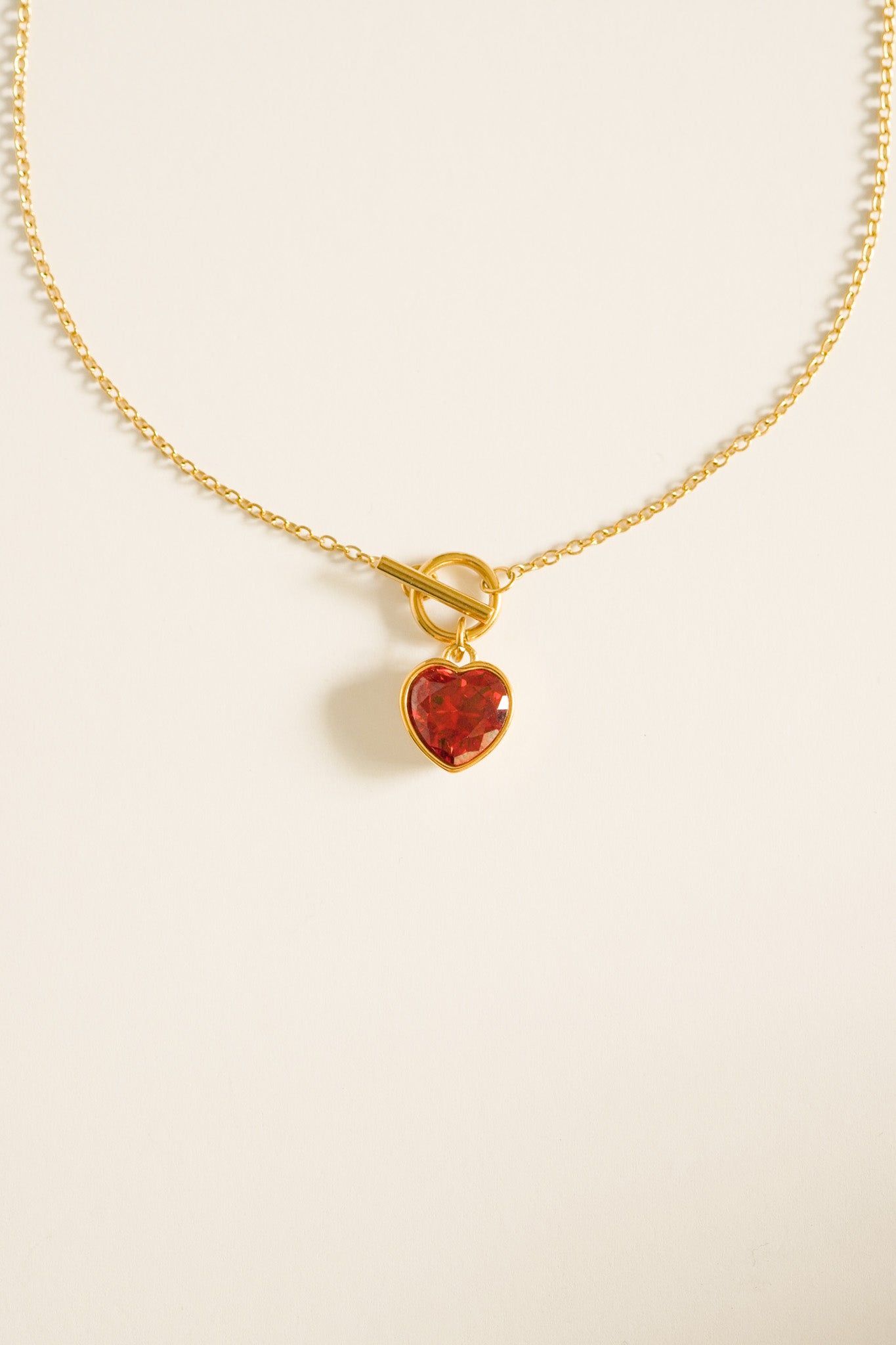 Ruby Heart Toggle Necklace