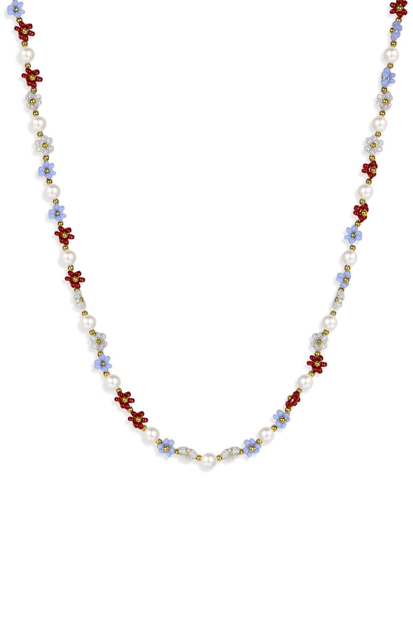 Greta Beaded Daisies Necklace