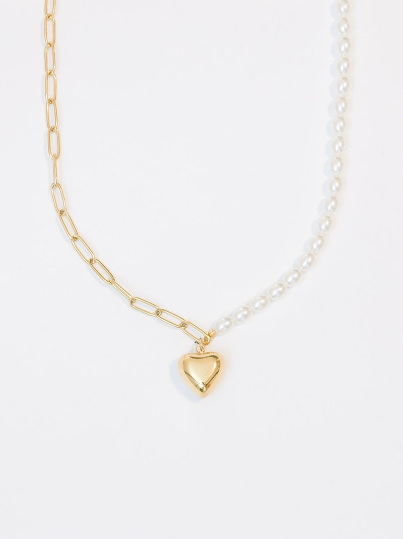 Half-beaded Heart Necklace