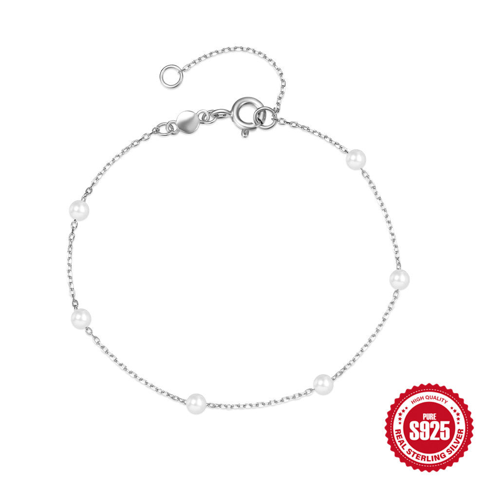 Silver pearl bracelet