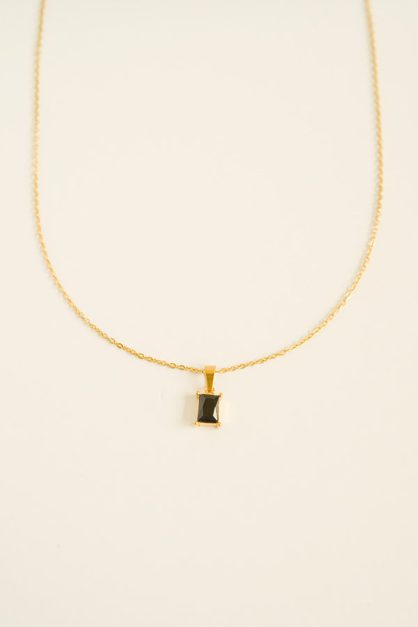 Tiny Rectangle Onyx Necklace