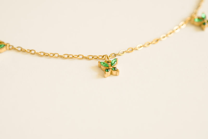 Green Dangle Butterfly Necklace