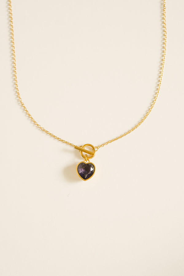 Amethyst Heart Toggle Necklace