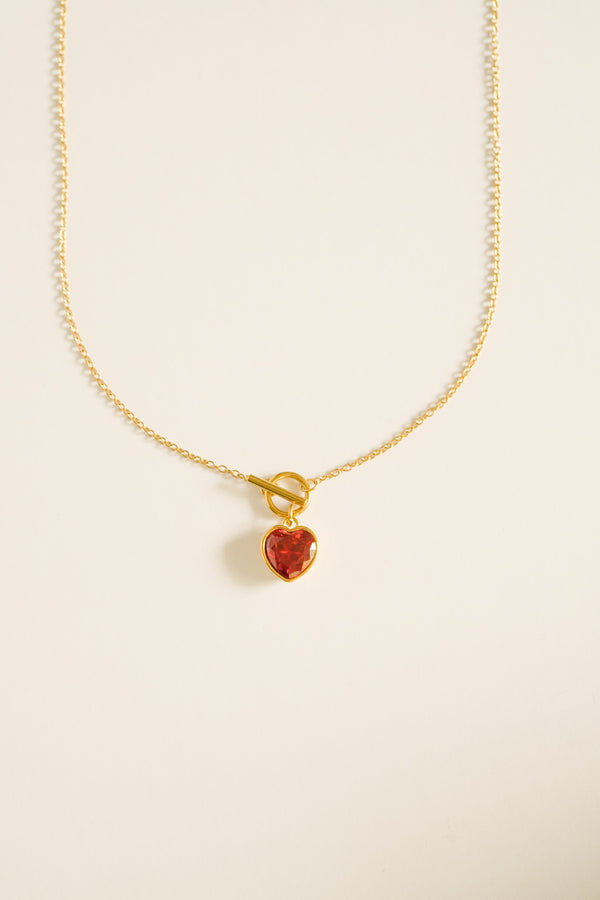 Ruby Heart Toggle Necklace
