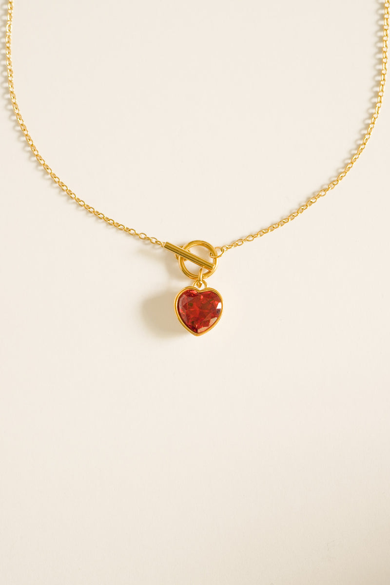 Ruby Heart Toggle Necklace