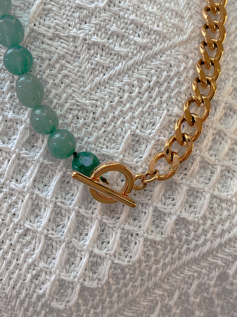 Green jade toggle necklace